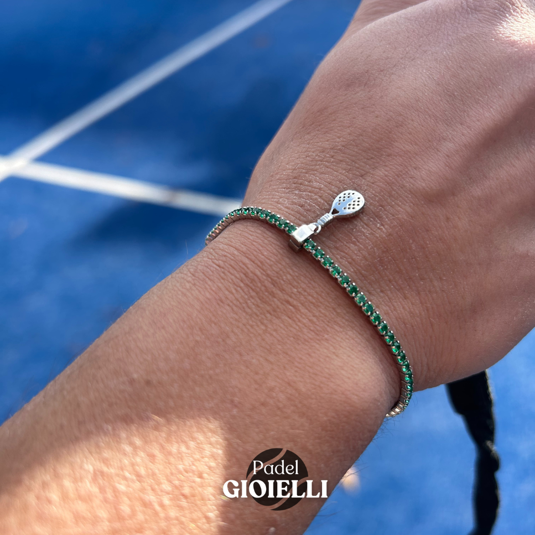 Bracciale tennis ciondolo Padel - Verde
